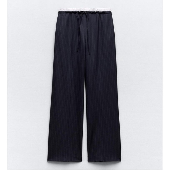 Zara Wide Leg Pants Color-Blue&White Size-XL NWT - Picture 1 of 7